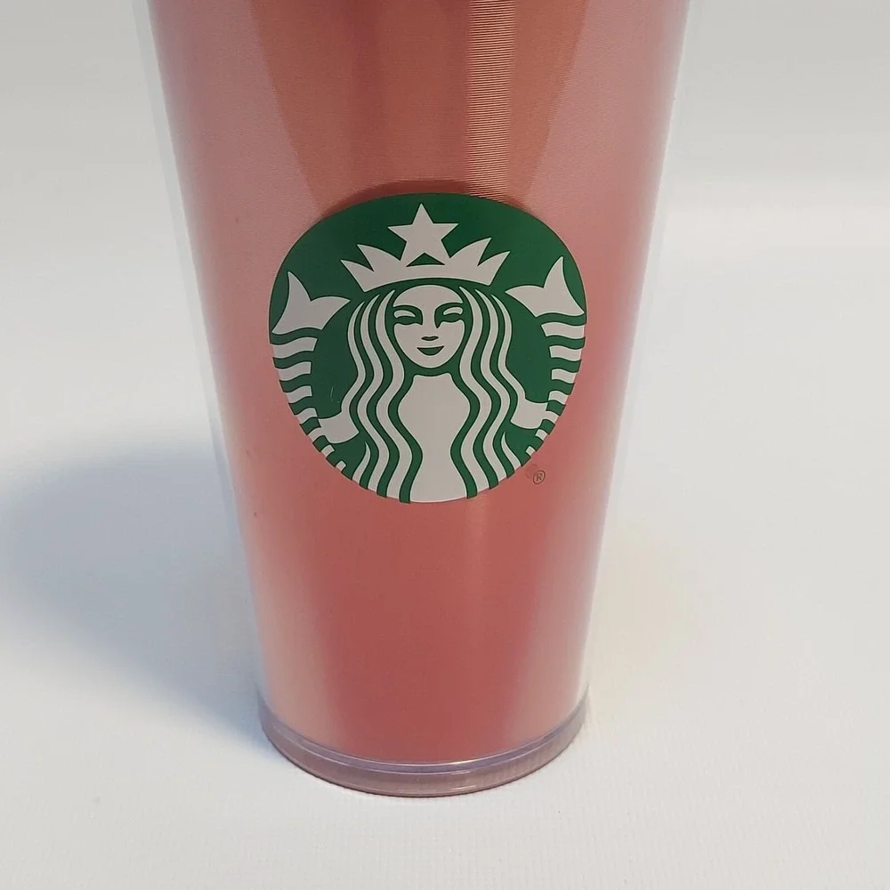 Starbucks Holographic Tumbler 24oz Pink Minimalist‎ Double Wall Cold Cup Straw